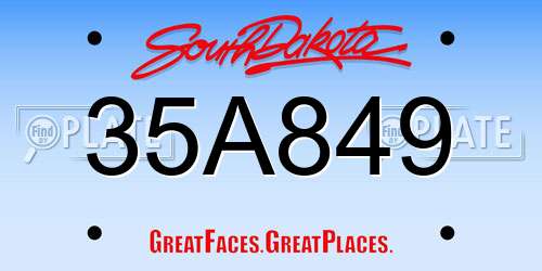 35A849 South Dakota License Plate