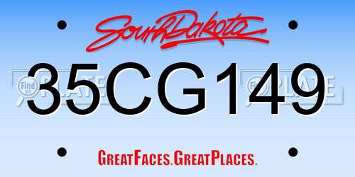 35CG149 South Dakota License Plate