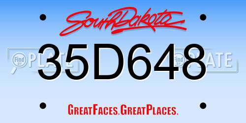 35D648 South Dakota License Plate