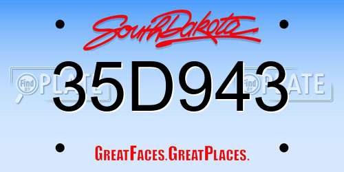 35D943 South Dakota License Plate