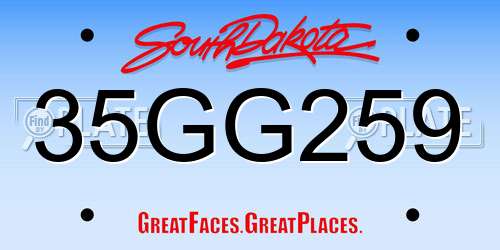 35GG259 South Dakota License Plate