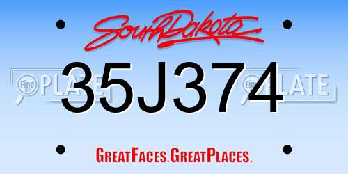 35J374 South Dakota License Plate