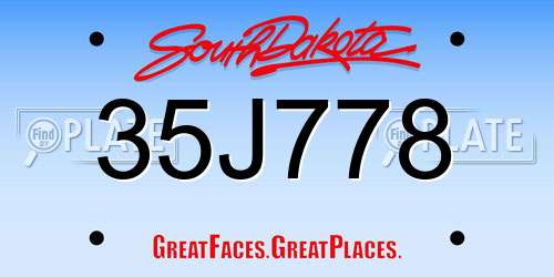 35J778 South Dakota License Plate