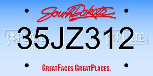 35JZ312 South Dakota License Plate