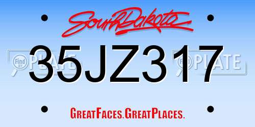 35JZ317 South Dakota License Plate