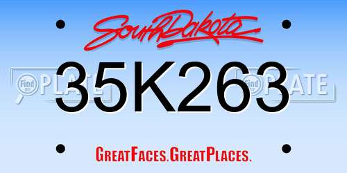 35K263 South Dakota License Plate