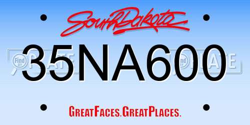 35NA600 South Dakota License Plate
