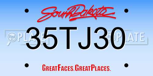 35TJ30 South Dakota License Plate