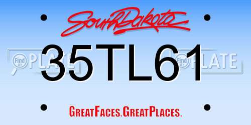 35TL61 South Dakota License Plate