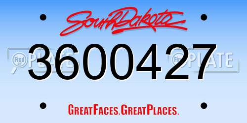 3600427 South Dakota License Plate