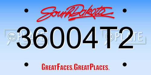 36004T2 South Dakota License Plate