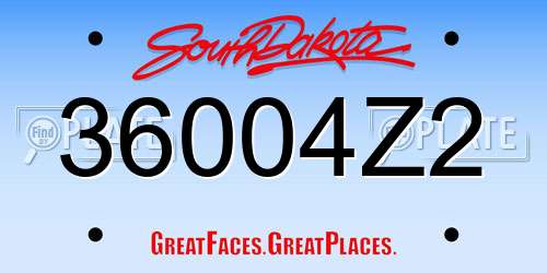 36004Z2 South Dakota License Plate