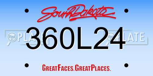 360L24 South Dakota License Plate