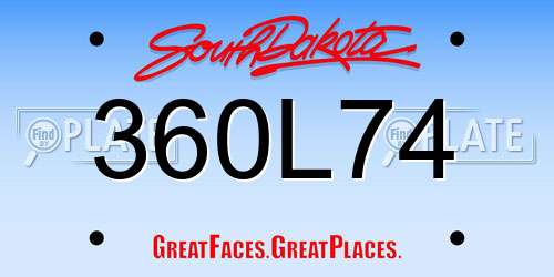 360L74 South Dakota License Plate