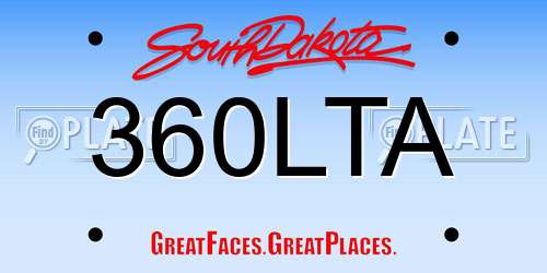 360LTA South Dakota License Plate