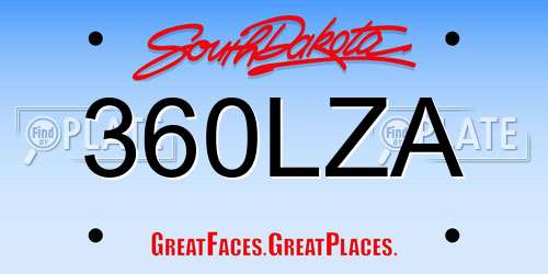 360LZA South Dakota License Plate