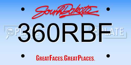 360RBF South Dakota License Plate