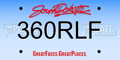 360RLF South Dakota License Plate