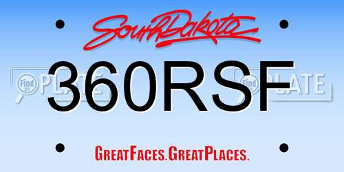 360RSF South Dakota License Plate