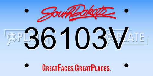36103V South Dakota License Plate