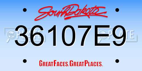 36107E9 South Dakota License Plate