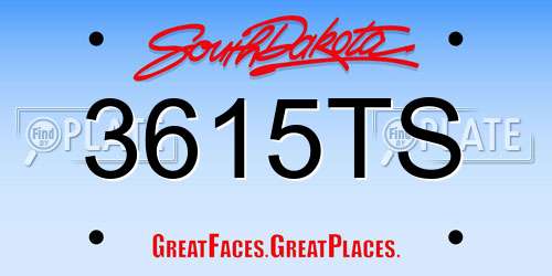 3615TS South Dakota License Plate