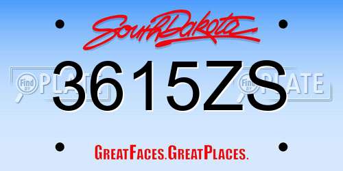 3615ZS South Dakota License Plate