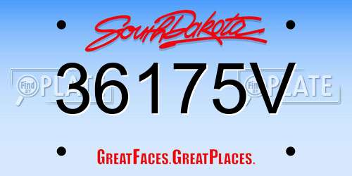 36175V South Dakota License Plate