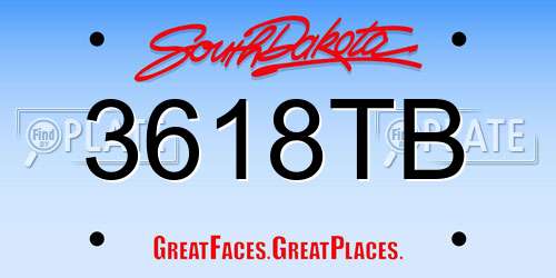 3618TB South Dakota License Plate