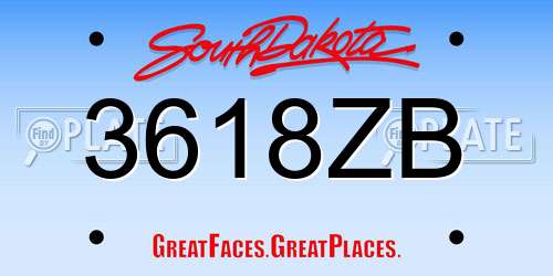 3618ZB South Dakota License Plate