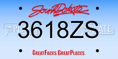 3618ZS South Dakota License Plate