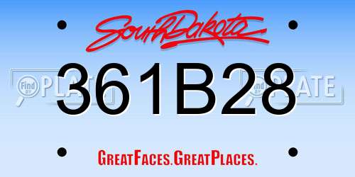 361B28 South Dakota License Plate