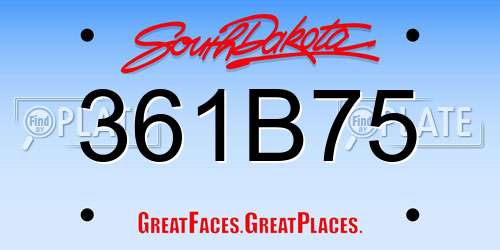 361B75 South Dakota License Plate