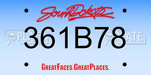 361B78 South Dakota License Plate