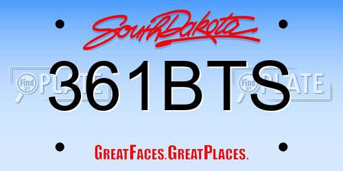 361BTS South Dakota License Plate