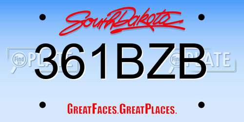 361BZB South Dakota License Plate