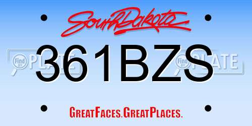 361BZS South Dakota License Plate
