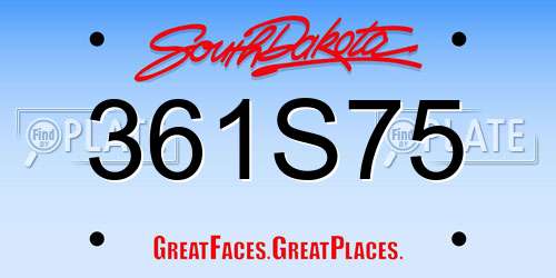 361S75 South Dakota License Plate