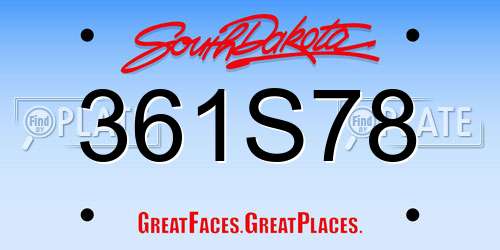 361S78 South Dakota License Plate