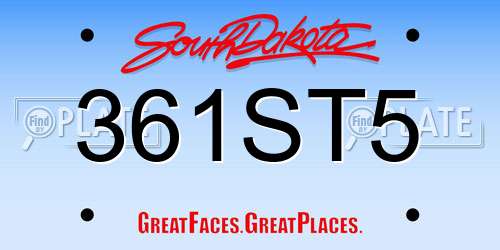 361ST5 South Dakota License Plate