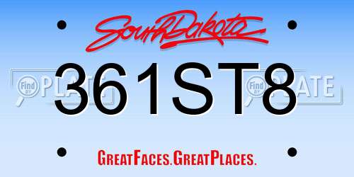361ST8 South Dakota License Plate