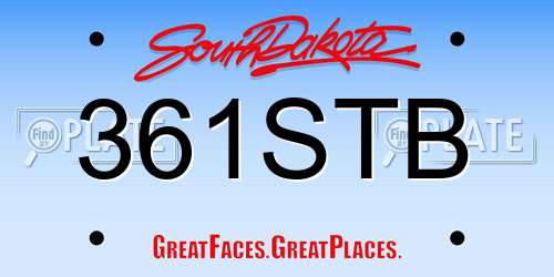 361STB South Dakota License Plate