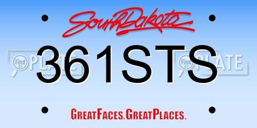 361STS South Dakota License Plate