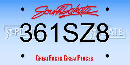361SZ8 South Dakota License Plate