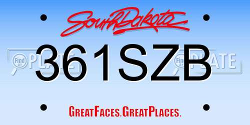 361SZB South Dakota License Plate