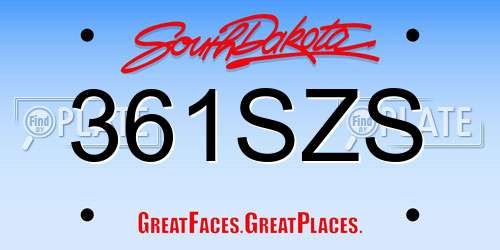 361SZS South Dakota License Plate