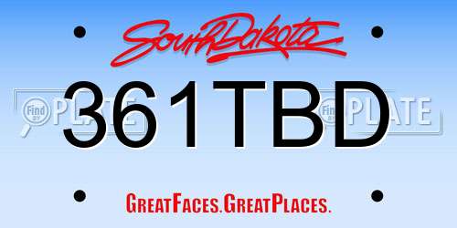 361TBD South Dakota License Plate
