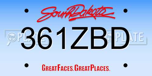 361ZBD South Dakota License Plate