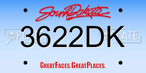 3622DK South Dakota License Plate