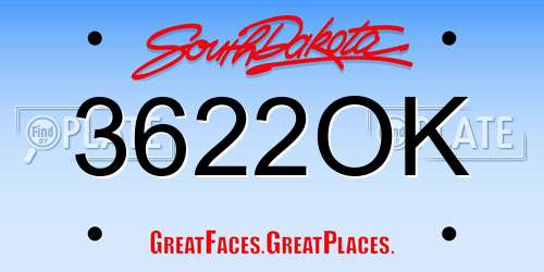 3622OK South Dakota License Plate
